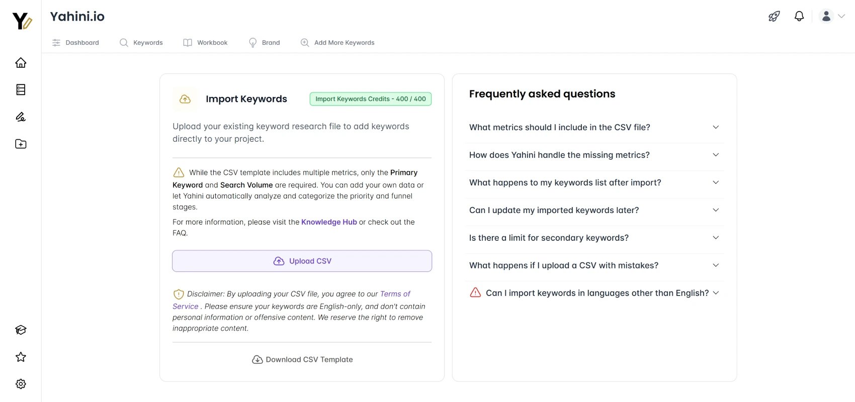 Yahini New Features [Jan 2025] - Keywords Upload, Keyword Difficulty, and Editable Keyword Metrics