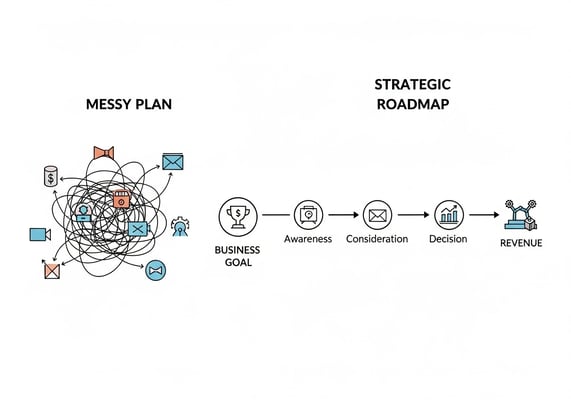 Messy Process vs Strategic Content Roadmap