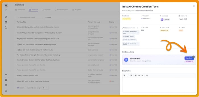 Yahini Content Brief Agent
